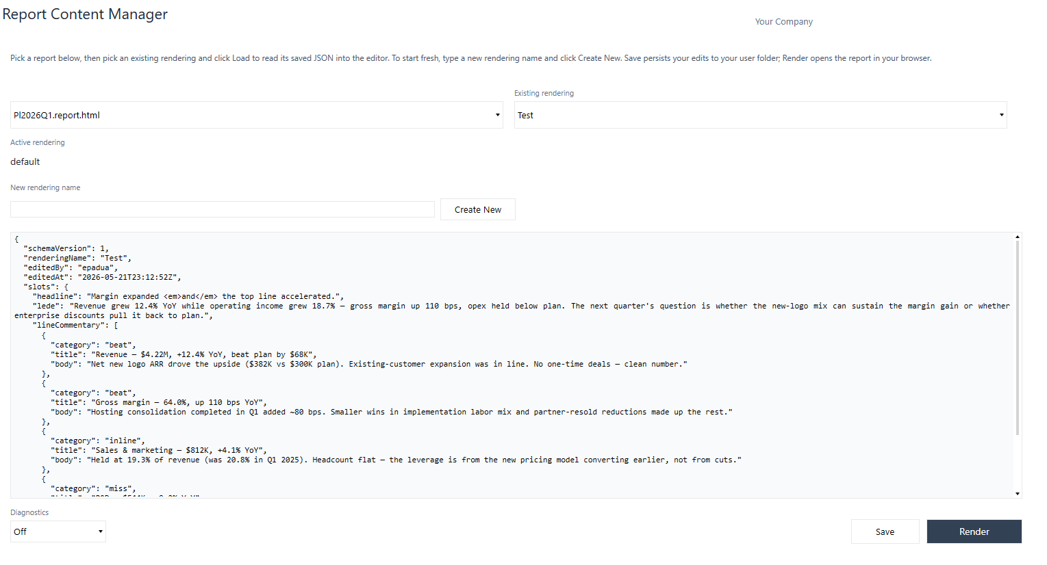 Report Content Manager