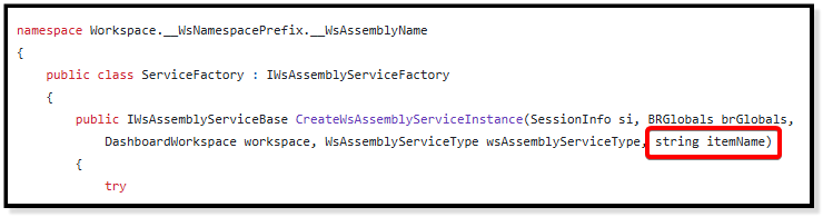 Service factory code